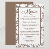 Menu Brown Floral Leaf Watercolor - Mariage (Devant / Derrière)