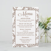 Menu Brown Floral Leaf Watercolor - Mariage (Debout devant)