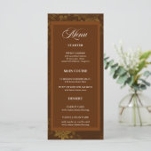 Menu Brown & Gold Elegant Floral Mariage Menu (Debout devant)