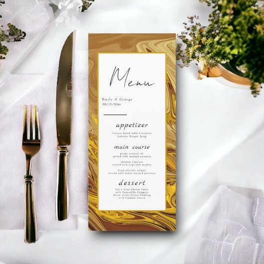 Menu Brown or moderne Terracotta Abstrait Art Mariage