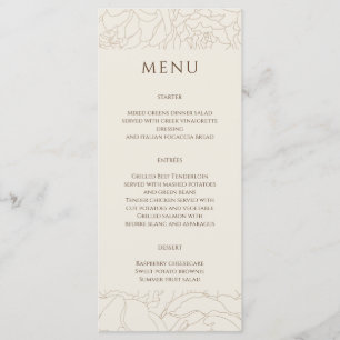 Menu Brown rose beige mariage