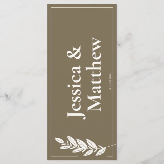 Menu Brown Rustic Chic Mariage (Dos)