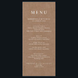 Menu Brown simple Rustique Kraft<br><div class="desc">Conçue pour se coordonner avec notre collection minimaliste rustique, cette carte de menu personnalisable comporte une police classique blanche sur un arrière - plan d'effet kraft. Il s'agit d'une collection rustique simple et minimaliste, très polyvalente et adaptée à toute saison mariage. Pour une personnalisation plus avancée de cette conception, par...</div>