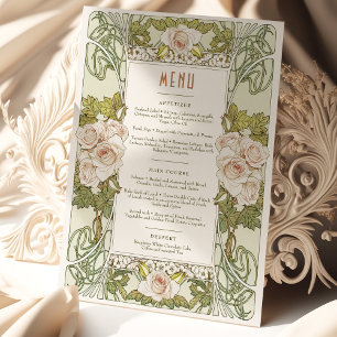 Menu Bruiloft Art Nouveau door Mucha Dinner Kaart