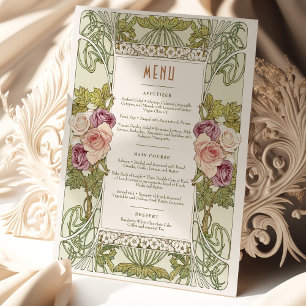 Menu Bruiloft Art Nouveau door Mucha Dinner Kaart
