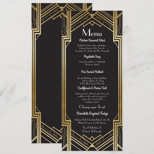 Menu Bruiloftsfeest 1920 Art Deco (Voorkant / Achterkant)