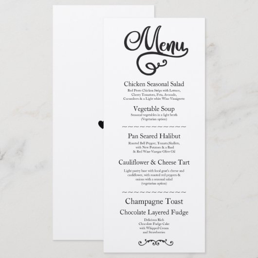 Menu Bruiloftsreceptie Elegant Kraft Schrift Kaart (Voorkant / Achterkant)