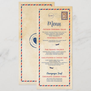 Menu Bruiloftsreceptie Reis Ansichtkaart Kaart