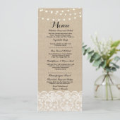 Menu Bruiloftsreceptie Rustieke Jute Kant Winter (Staand voorkant)