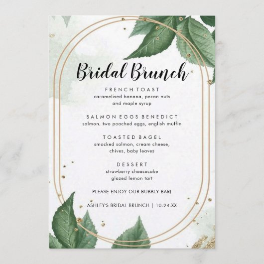 Menu Brunch Floral Bridal Vert (Devant)