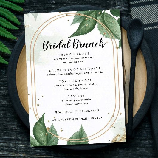 Menu Brunch Floral Bridal Vert