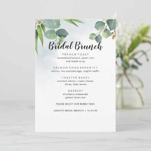 Menu Brunch nuptial Eucalyptus (Debout devant)