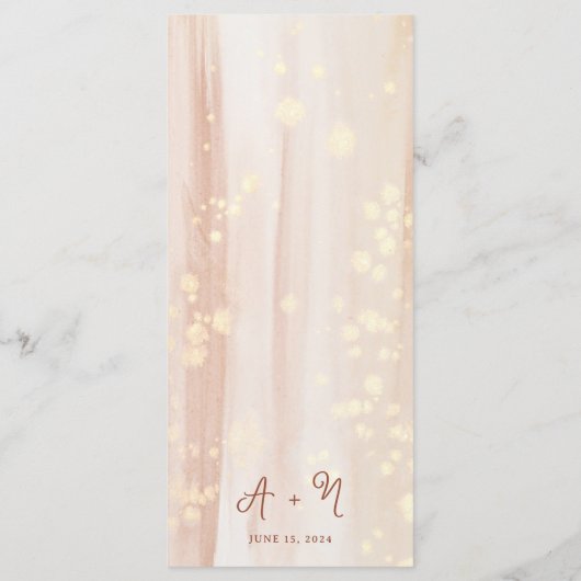 Menu Brush Gold & Terracotta Script Monogram Mariage (Dos)