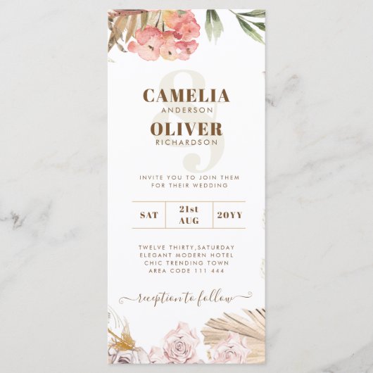 Menu BUDGET BOHO Mariage Inviter téléchargement numériq (Devant)