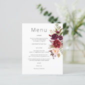 Menu Budget Bourgogne Marsala & Pink Floral - Blan (Debout devant)