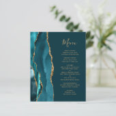 Menu Budget Dark Turquoise Gold Agate Mariage (Debout devant)