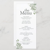 Menu Budget Élégant Succulent Eucalyptus Dîner Feuille (Devant / Derrière)