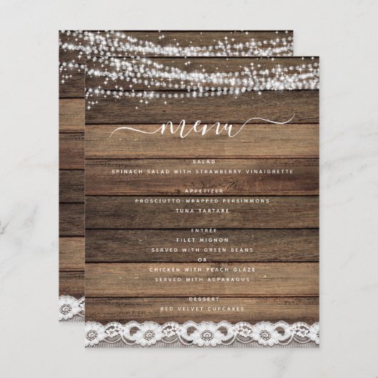 Menu Budget Rustique Farmhouse String Lights (Devant / Derrière)