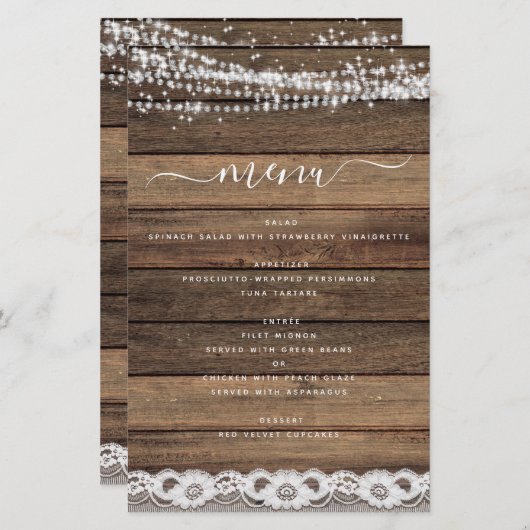 Menu Budget Rustique Farmhouse String Lights (Devant / Derrière)