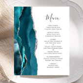 Menu Budget Turquoise Silver Agate Mariage