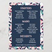 Menu Buffet déjeuner dîner végétation Navy rose (Dos)