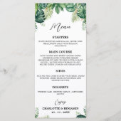 Menu Buffet Mariage feuille tropicale (Devant)