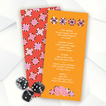 Menu Buffet Mariage Las Vegas Poker Chip Dice<br><div class="desc">Las Vegas Poker chip et Dice buffet ou dîner menu avec une ambiance rétro mod. Couleurs rose, rouge, orange et blanc crème. Parfait pour un Mariage de Vegas ou de jeu, brunch de douche nuptiale, fête de fiançailles, fête d'anniversaire ou changer le libellé d'un baby shower, graduation, retraite ou fête...</div>