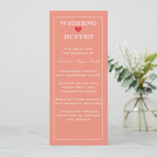 Menu Buffet Mariage Peach & Red Heart (Debout devant)