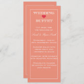 Menu Buffet Mariage Peach & Red Heart (Devant / Derrière)