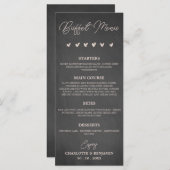 Menu Buffet Rustique Mariage Noir Charbon (Devant / Derrière)