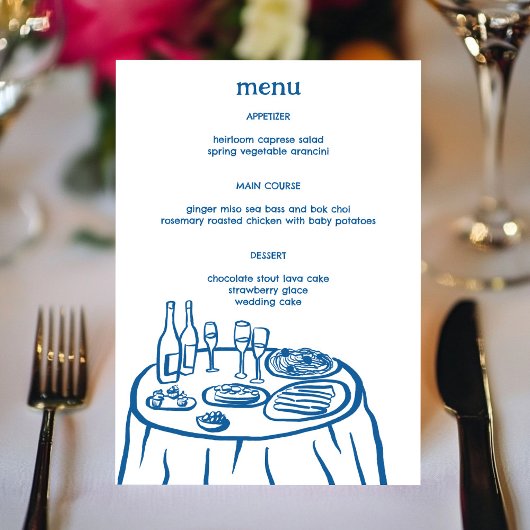 Menu Buffet Whimsical Table Doodle Croquis Moderne PERS