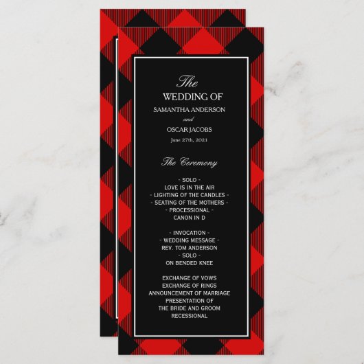 Menu Buffle rouge et noir déposé (Devant / Derrière)