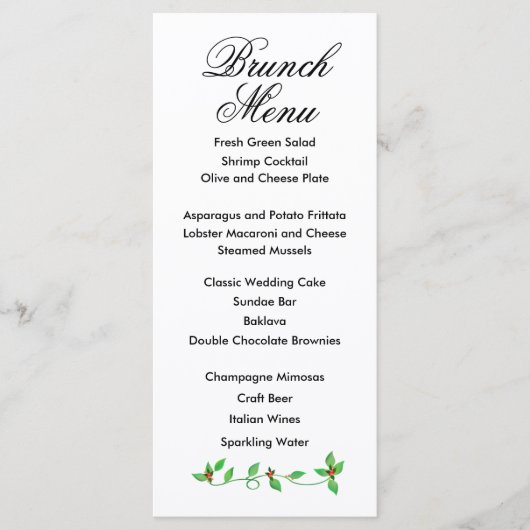 Menu Bufs roses sur Mariage Ivy vert (Devant)