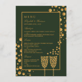 Menu Bulles Champagne d'or - Vert & Or - Mariage (Devant)