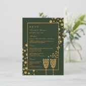 Menu Bulles Champagne d'or - Vert & Or - Mariage (Debout devant)