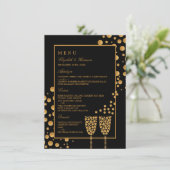 Menu Bulles de Champagne d'or - Noir & Or - Mariage (Debout devant)