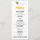 Menu Bumble jaune Abeille Miel Abeille Baby shower (Devant)