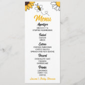 Menu Bumble jaune Abeille Miel Abeille Baby shower (Devant)