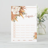 Menu Bunco Score Card Fall Floral Pampas Grass (Debout devant)