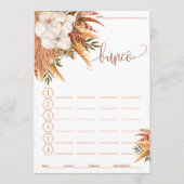 Menu Bunco Score Card Fall Floral Pampas Grass (Devant)