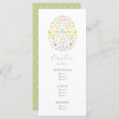 Menu Bunny d'oeufs de Pâques floraux (Devant / Derrière)