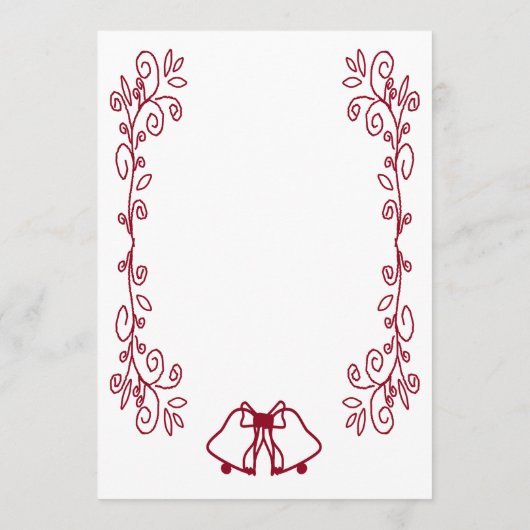 Menu Burgundy Bells Scrollwork Design Mariage (Dos)