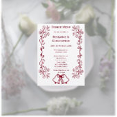Menu Burgundy Bells Scrollwork Design Mariage