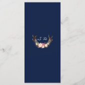 Menu Burgundy Blush Floral Frame Bleu foncé Mariage (Dos)