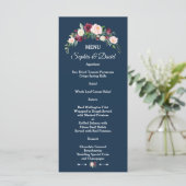 Menu Burgundy Blush Floral Navy Blue Floral Mariage (Debout devant)