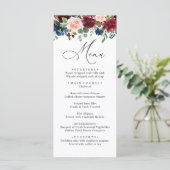 Menu Burgundy Blush Navy Roses Dîner Mariage (Debout devant)