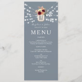 Menu Burgundy Floral Dusty Blue Mariage (Devant)