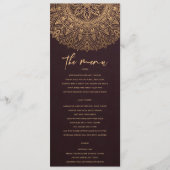 MENU BURGUNDY GOLD CLASSIC ORNATE MANDALA MARIAGE (Devant)
