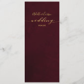 Menu Burgundy & Gold Fancy Cursive Calligraphie (Dos)