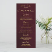 Menu Burgundy & Gold Fancy Cursive Calligraphie (Debout devant)